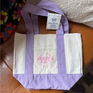 Purple & Cream Canvas Trader Joe’s Spring Tote
